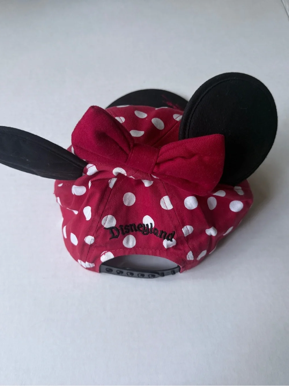 Disney Minnie Mouse Red Polka Dot Ear Hat with Black Brim